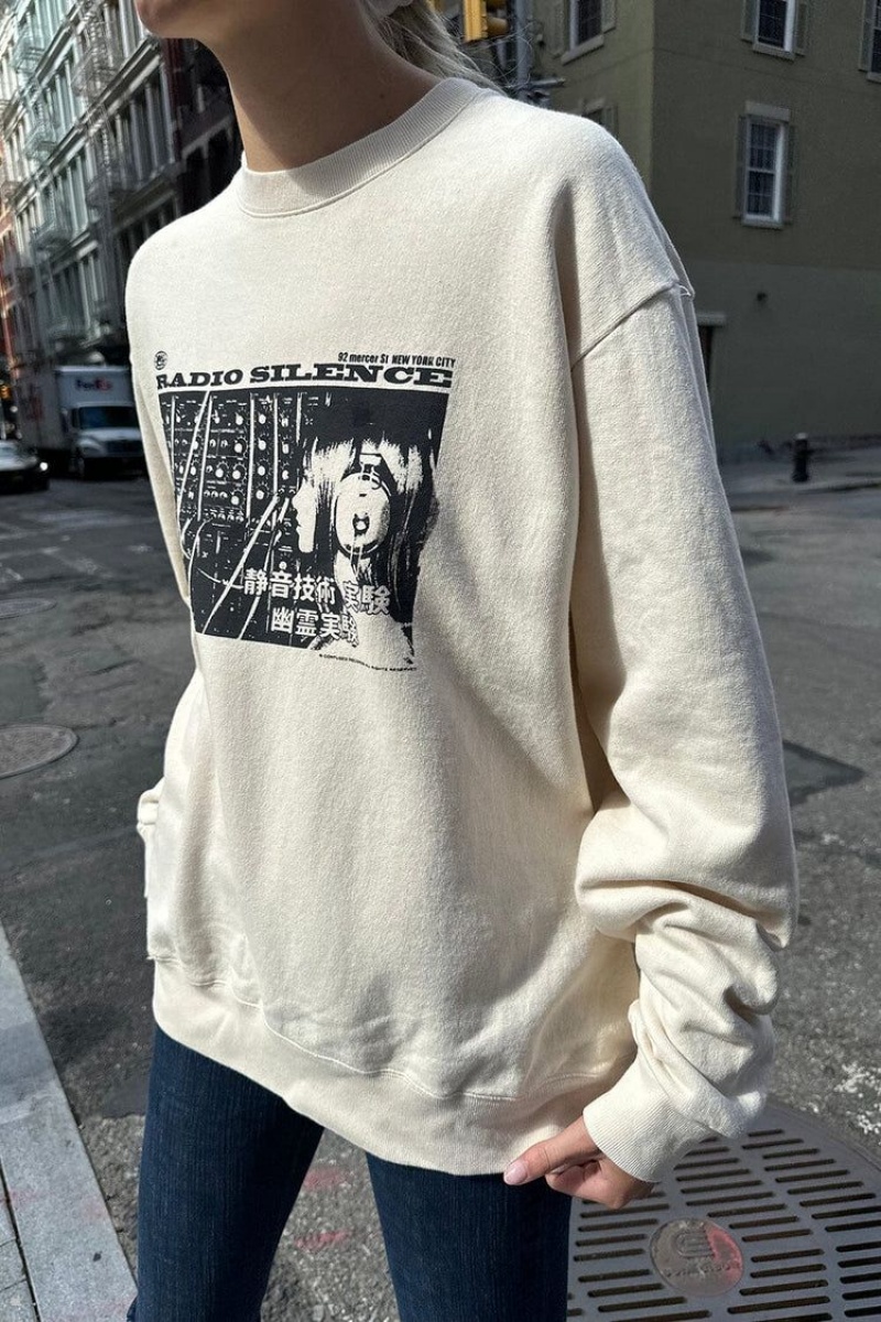 Sweatshirt Brandy Melville Erica Radio Silence Blanche | AKQ-73001060